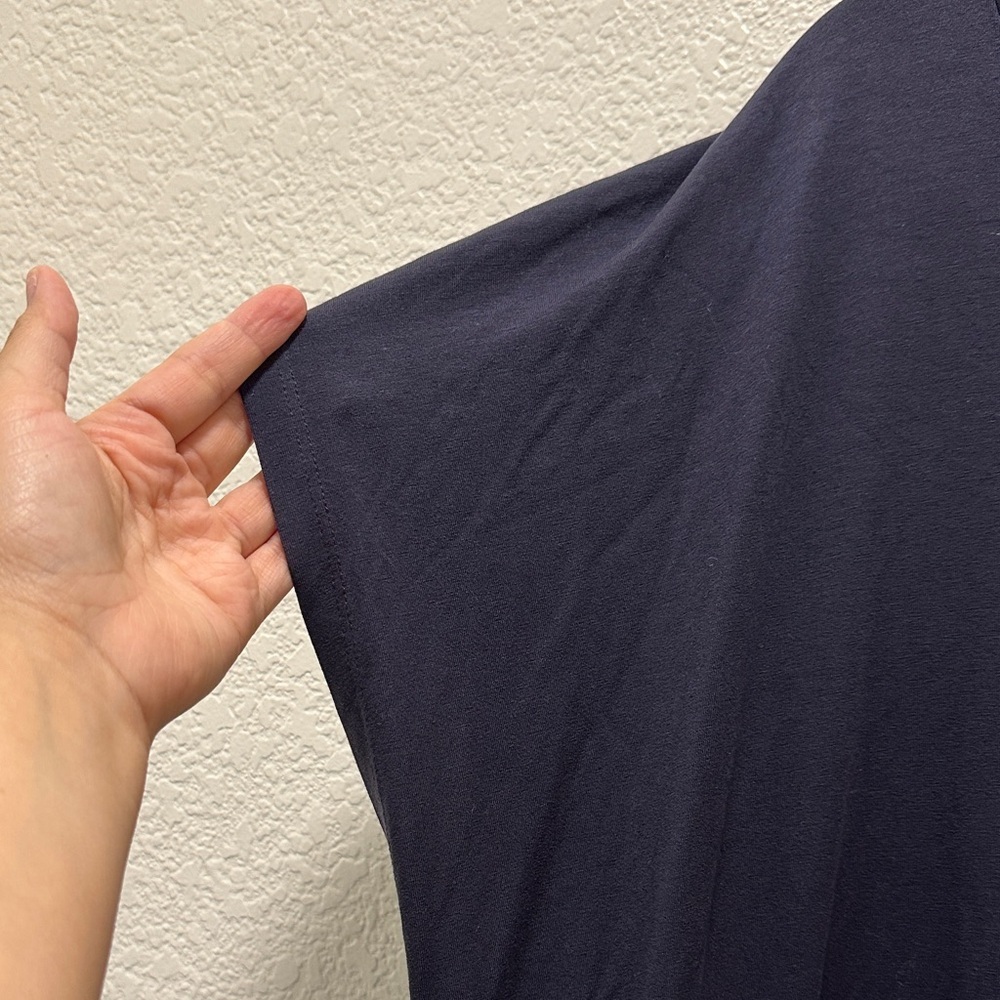 Eileen Fisher Navy V-Neck Short Sleeve Top - Picture 3 of 5